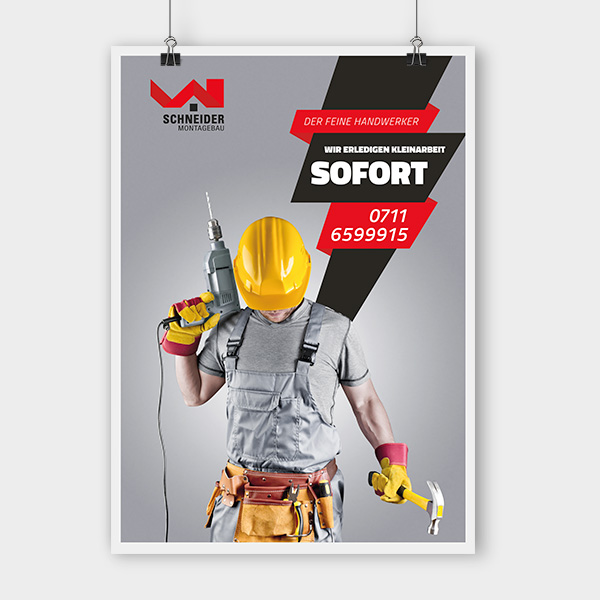 Design Plakat Außenwerbung Schneider Montagebau UG